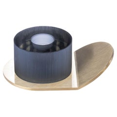 Portacandele Lumino Stripe in acciaio grigio e cristallo di Federico Peri