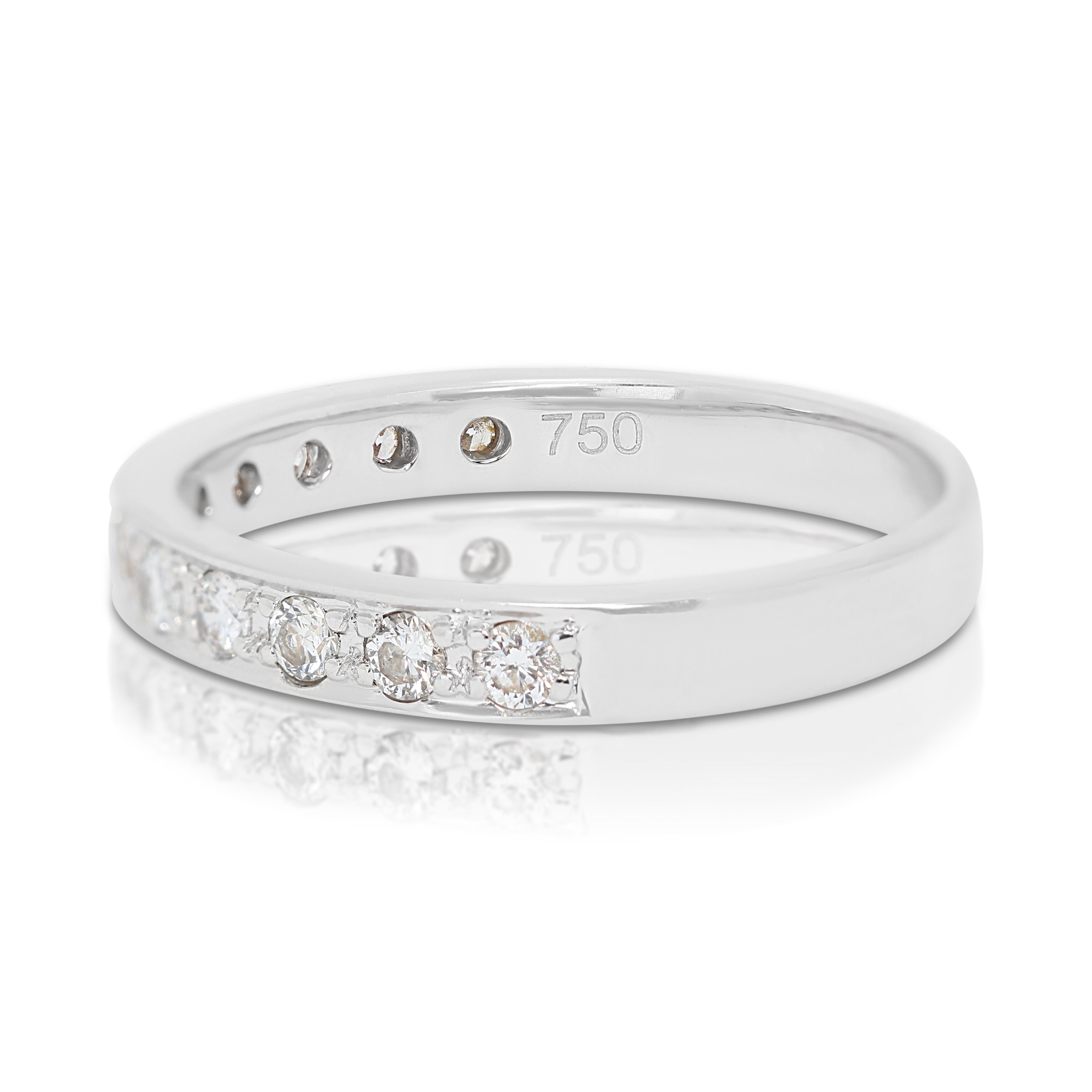 Round Cut  Luminous 0.18ct Diamonds Half Eternity Ring in 18K White Gold For Sale