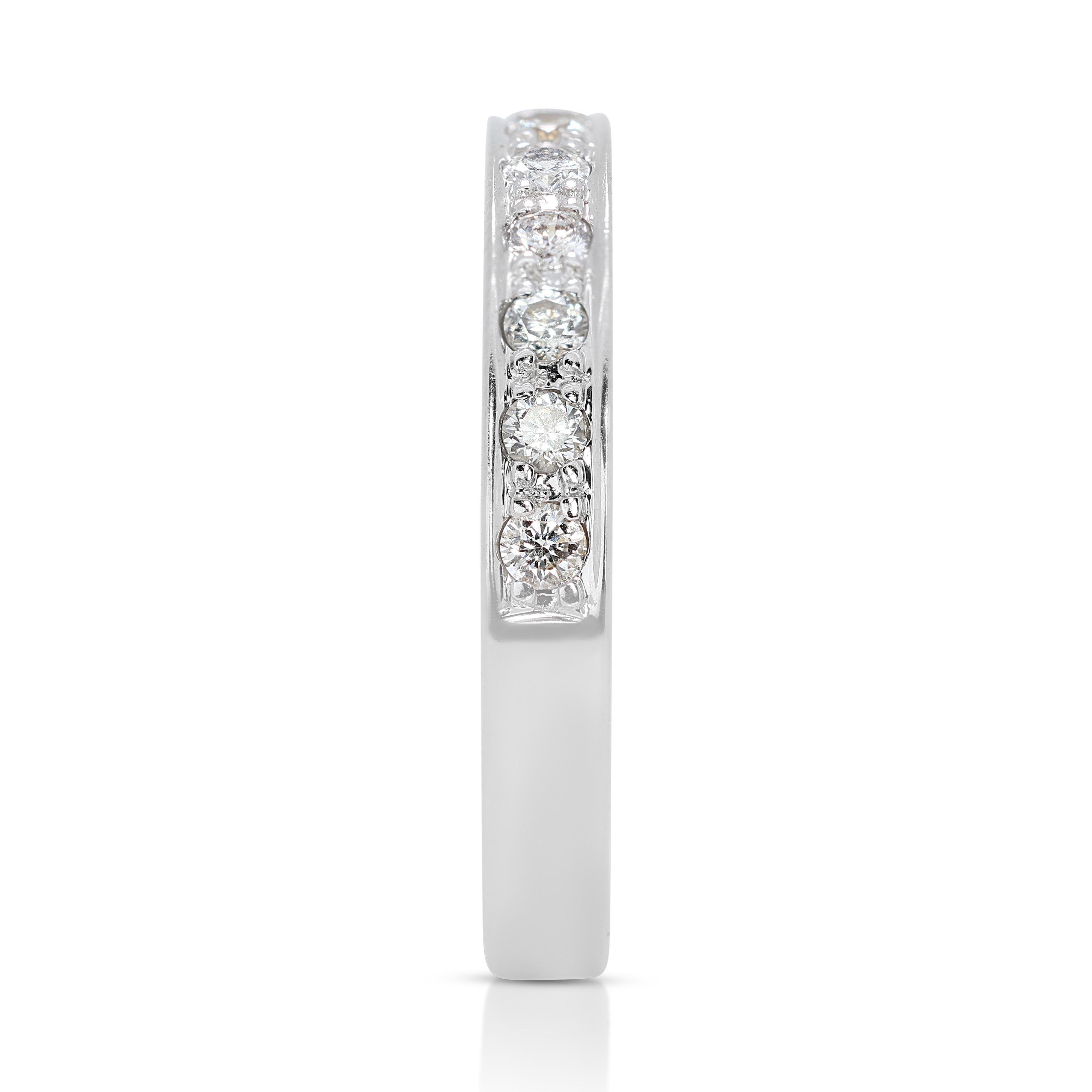  Luminous 0.18ct Diamonds Half Eternity Ring in 18K White Gold For Sale 1
