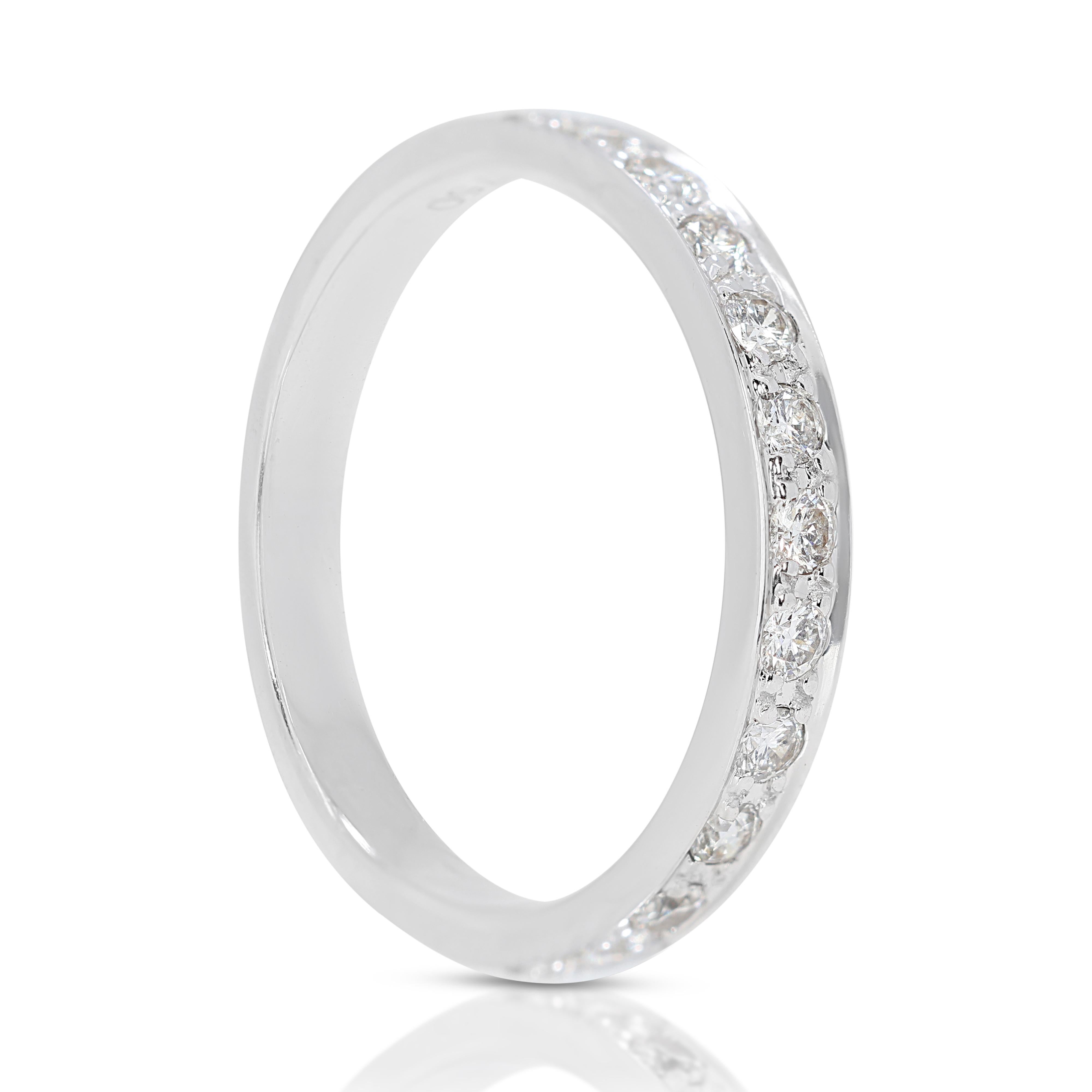  Luminous 0.18ct Diamonds Half Eternity Ring in 18K White Gold For Sale 2