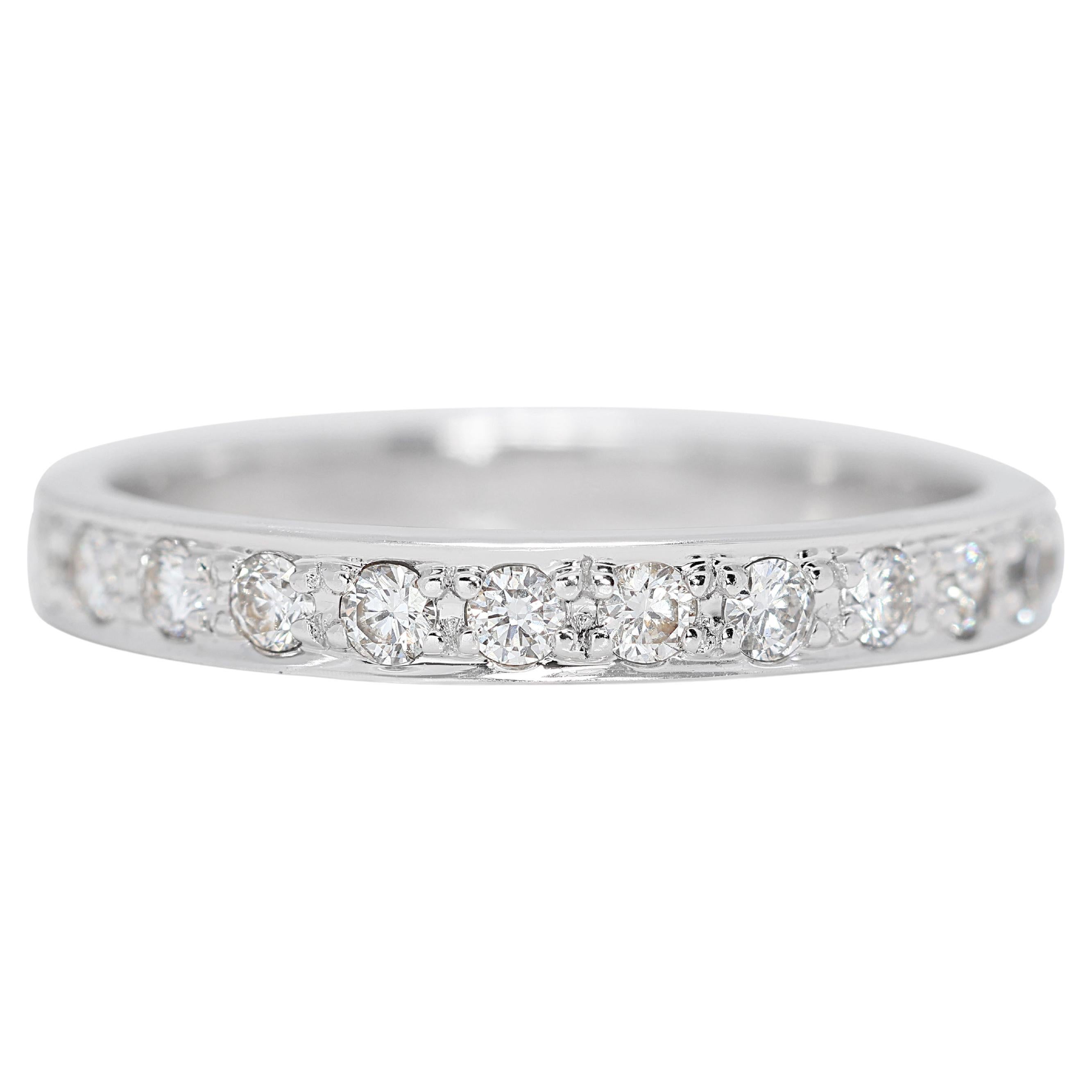  Luminous 0.18ct Diamonds Half Eternity Ring in 18K White Gold For Sale