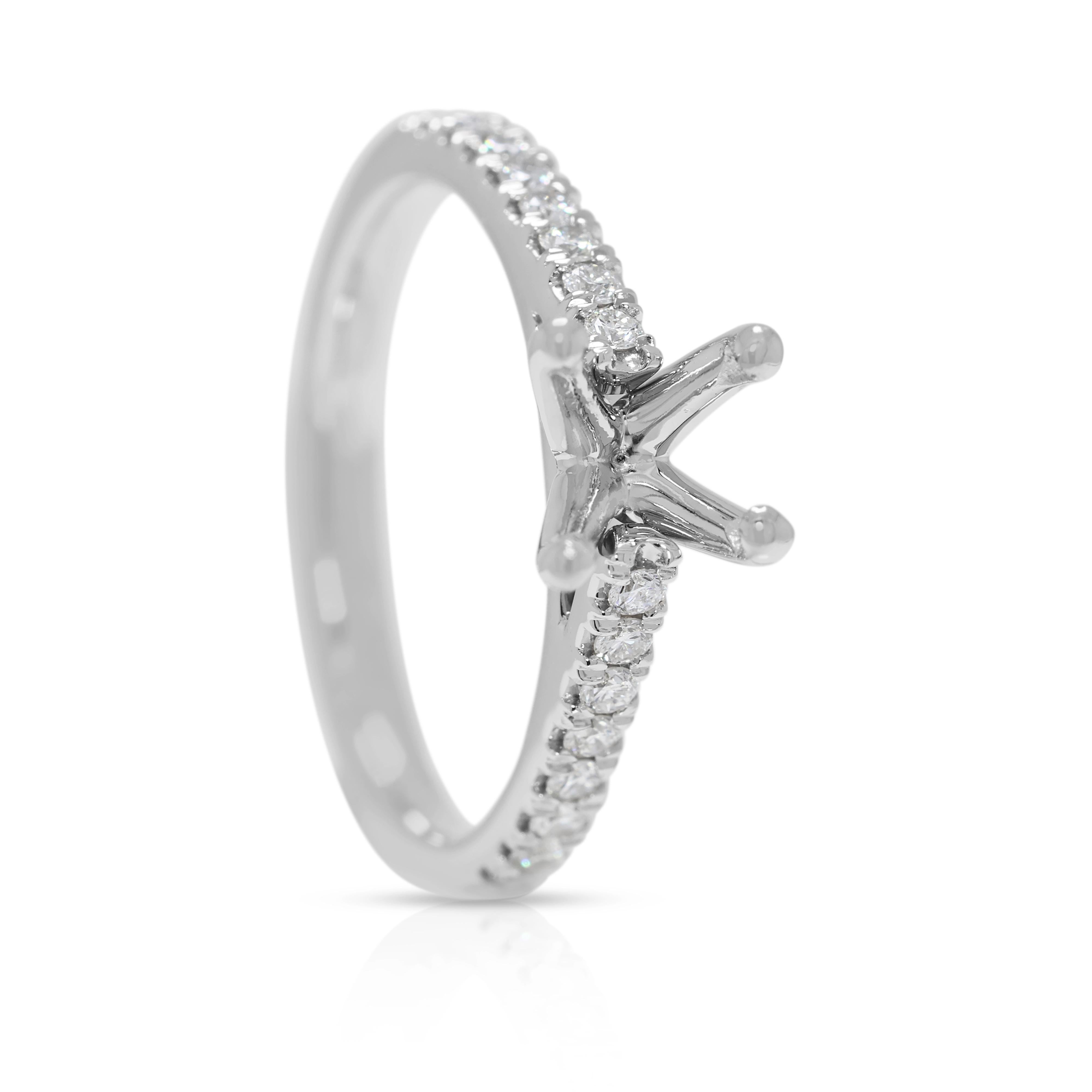 Luminous 0.24ct Natural Diamond Pave Ring Setting in Platinum en Excelente estado para la venta en רמת גן, IL