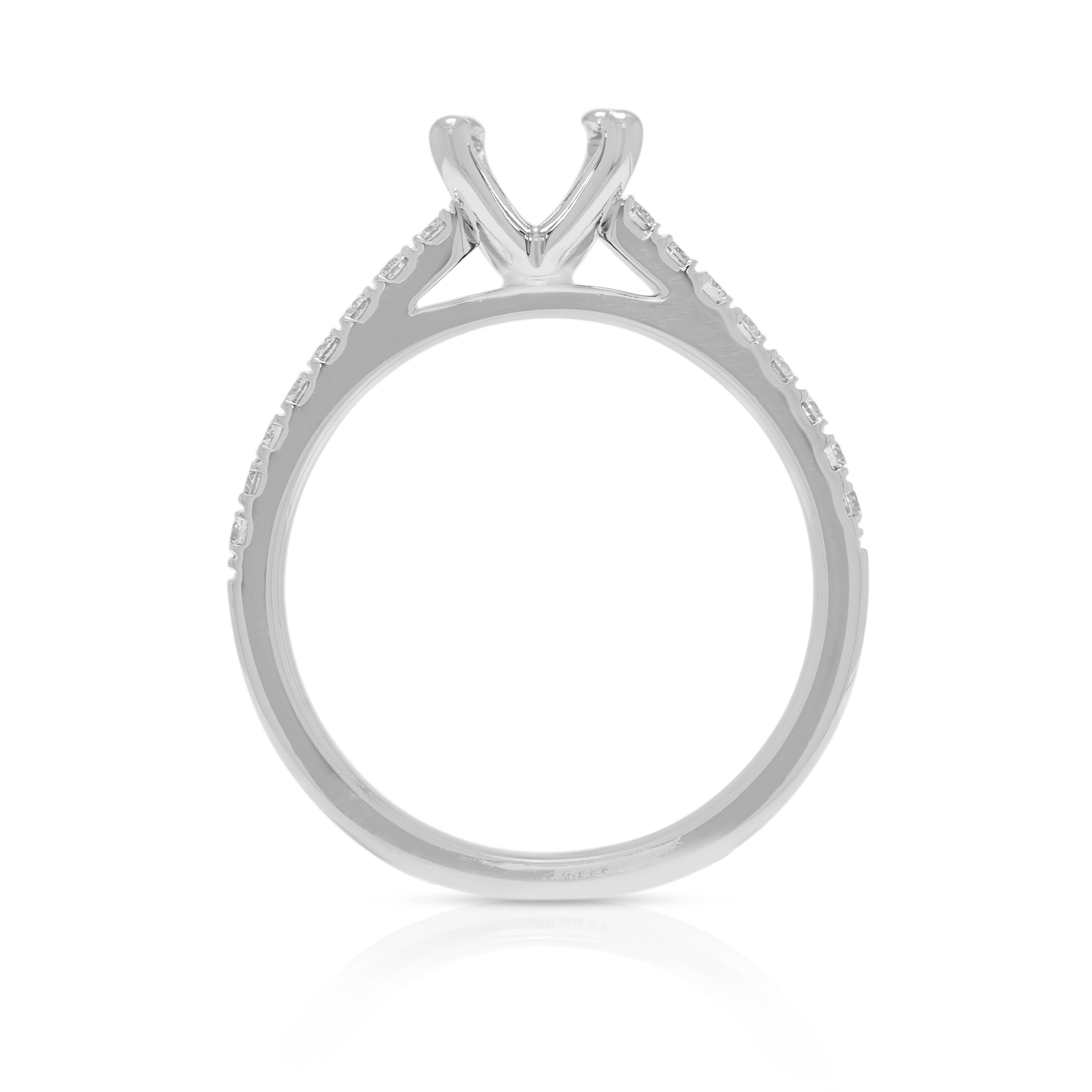 Luminous 0.24ct Natural Diamond Pave Ring Setting in Platinum en venta 1
