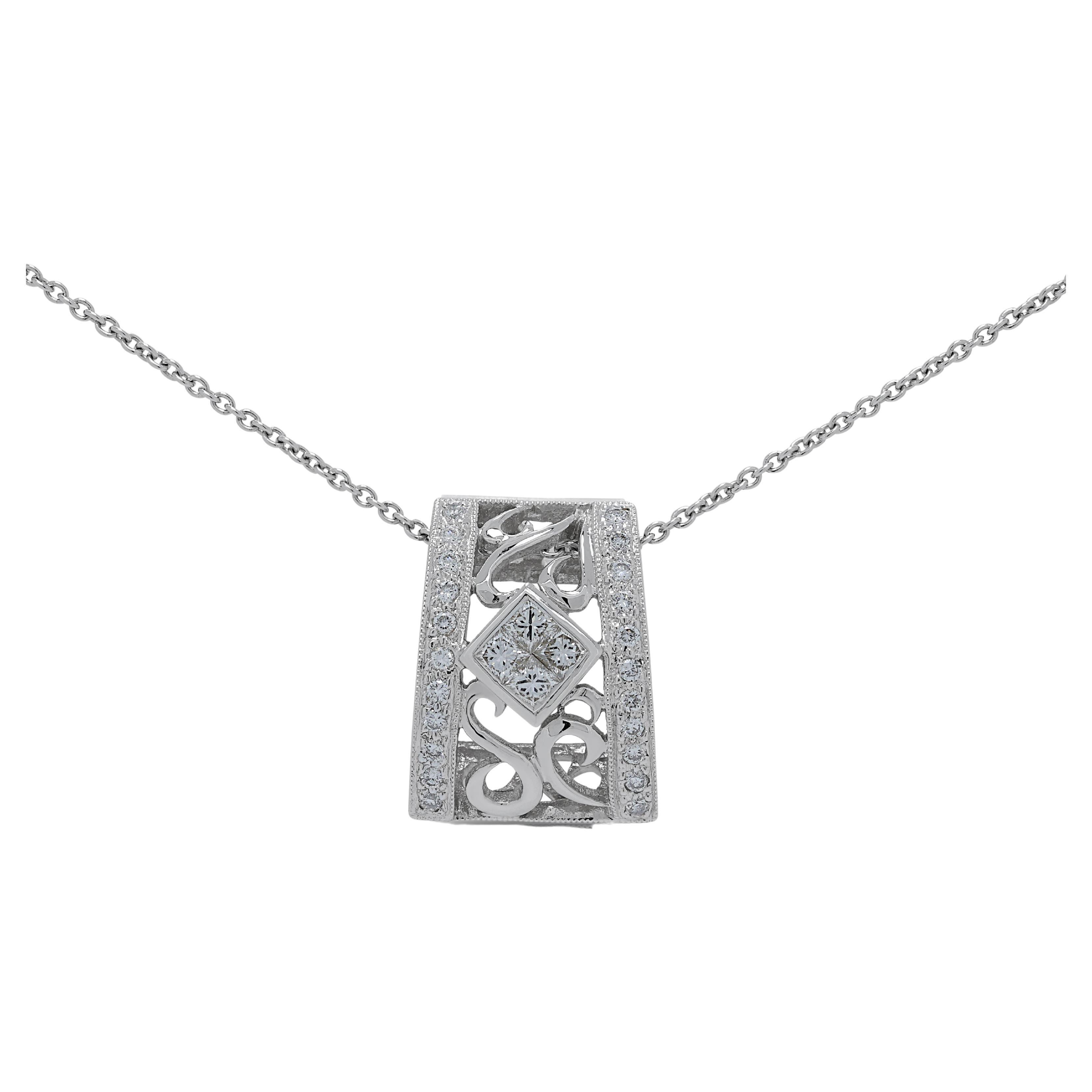 Luminous 0.30ct Diamonds Pendant in 18K White Gold - (Chain not Included) For Sale