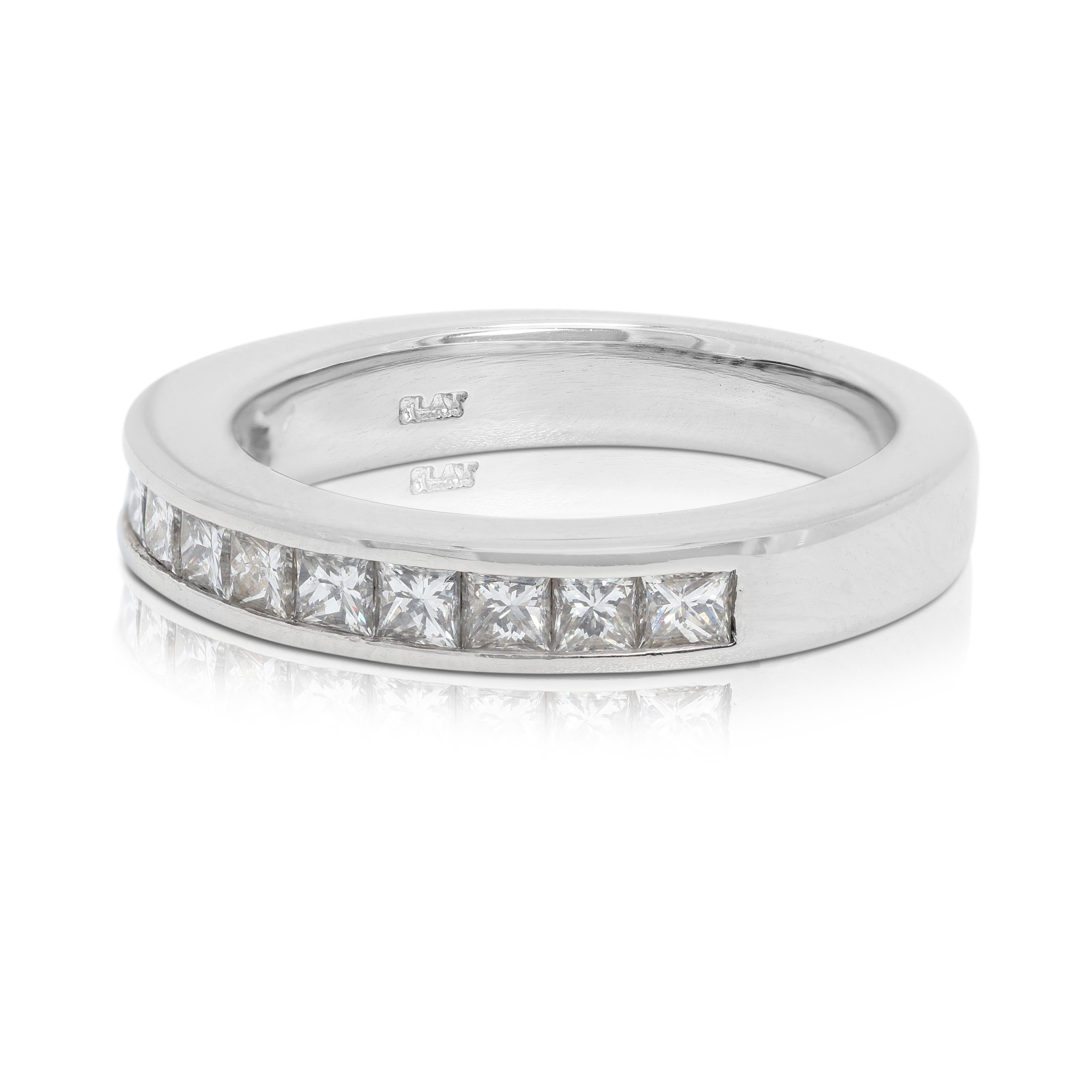 Women's Luminous 0.35ct Princess Cut Half Eternity Diamond Ring in Platinum For Sale
