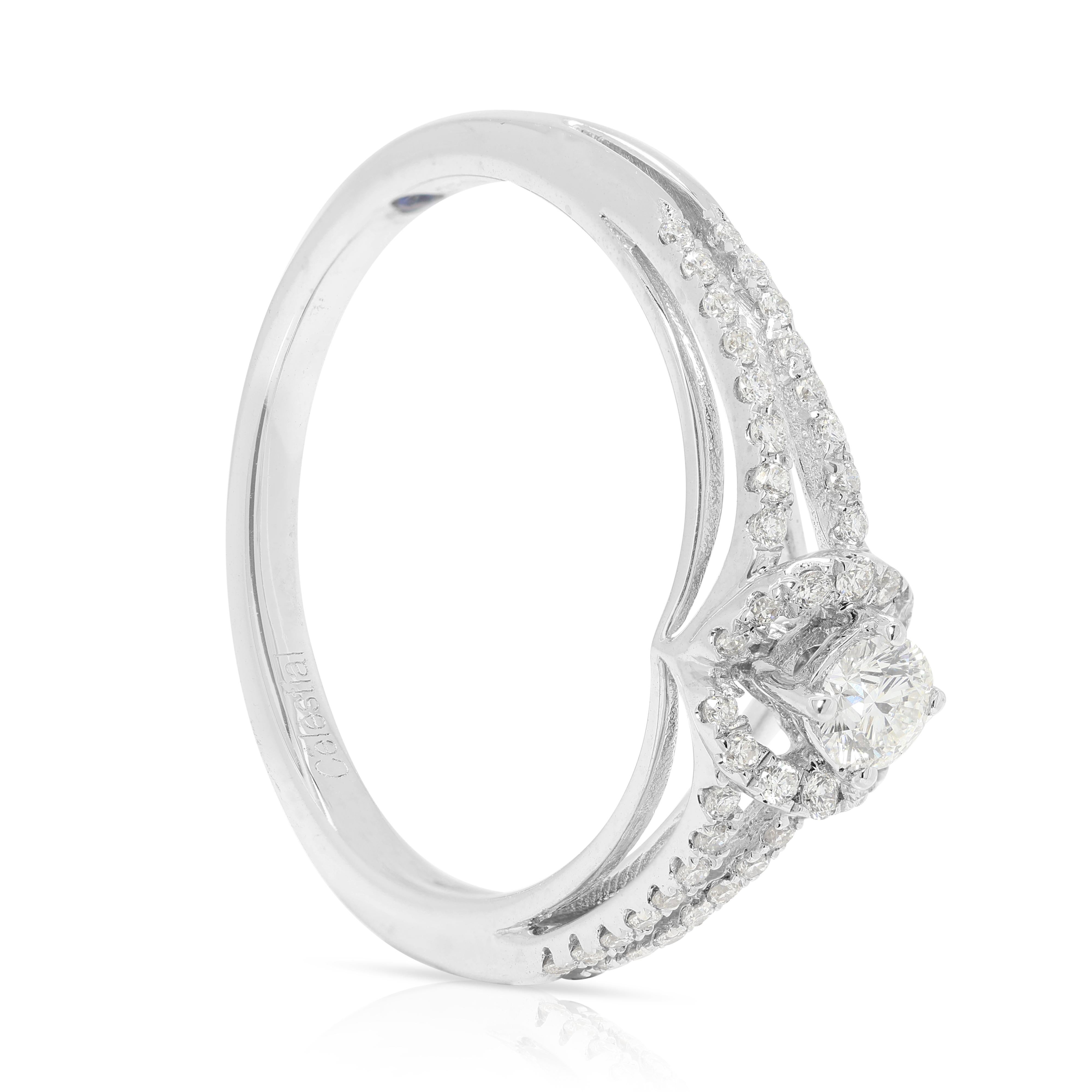 Women's Luminous 0.36ct Round Brilliant Diamond Ring in 18K White Gold For Sale