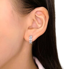 Luminous 0.40ct Diamond Double-Row Hinged Hoop Earrings in 18k White Gold
