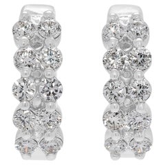 Luminous 0.40ct Diamond Double-Row Hinged Hoop Earrings in 18k White Gold