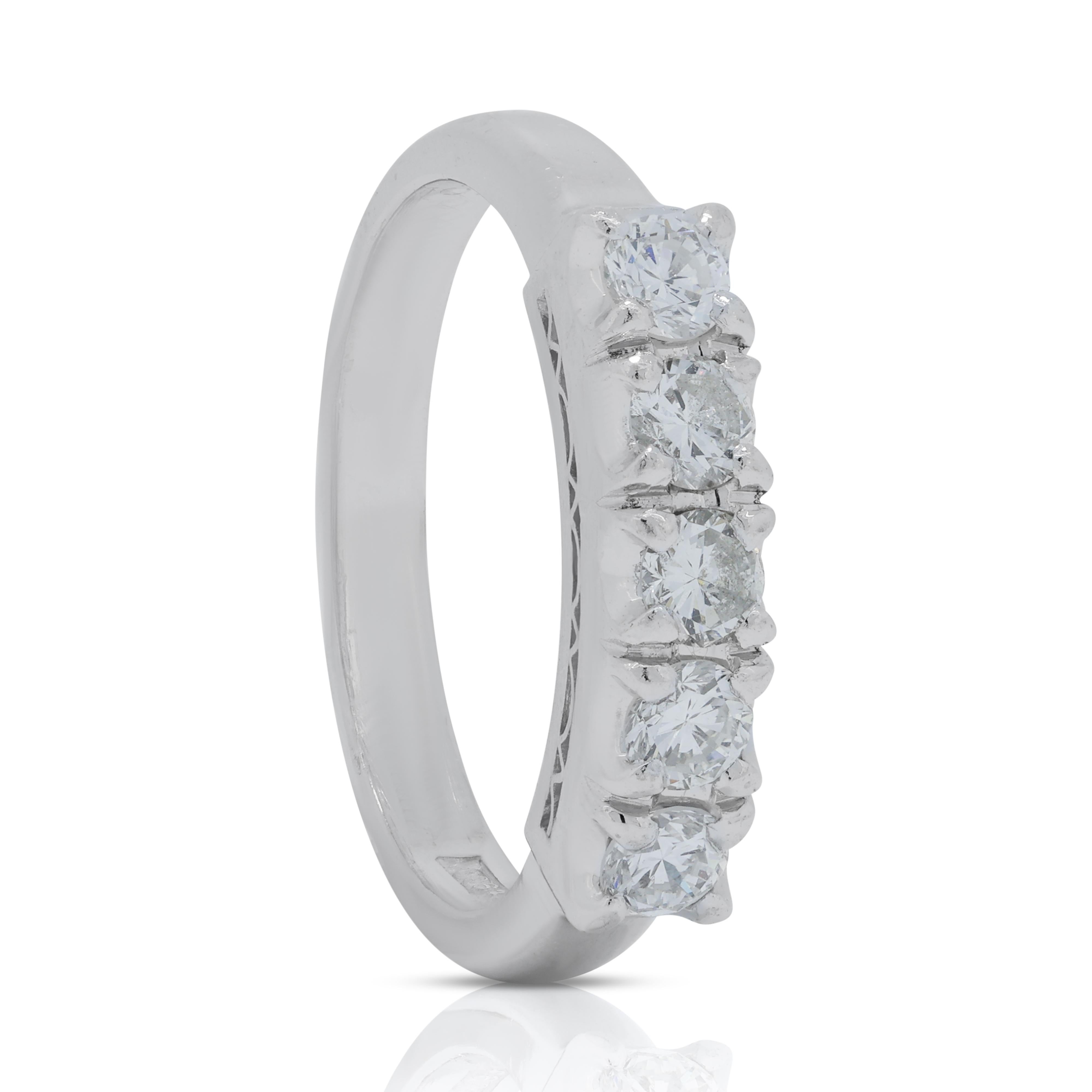Luminous 0.45ct Diamonds Five-Stone Ring in Platinum 1