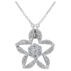Collana Luminous Bloom con diamanti da 0,47 carati in oro bianco 18 carati (design 2 in 1)