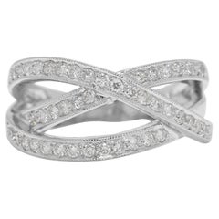 Luminous 0.48ct Natural Diamond Crossover Ring in 18K White Gold