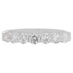 Luminous 0.56 carat Natural Diamond 7-stone Ring in 18K White Gold