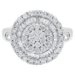 Anello Luminoso con doppio diamante naturale da 0,60 carati, in oro bianco 18 carati