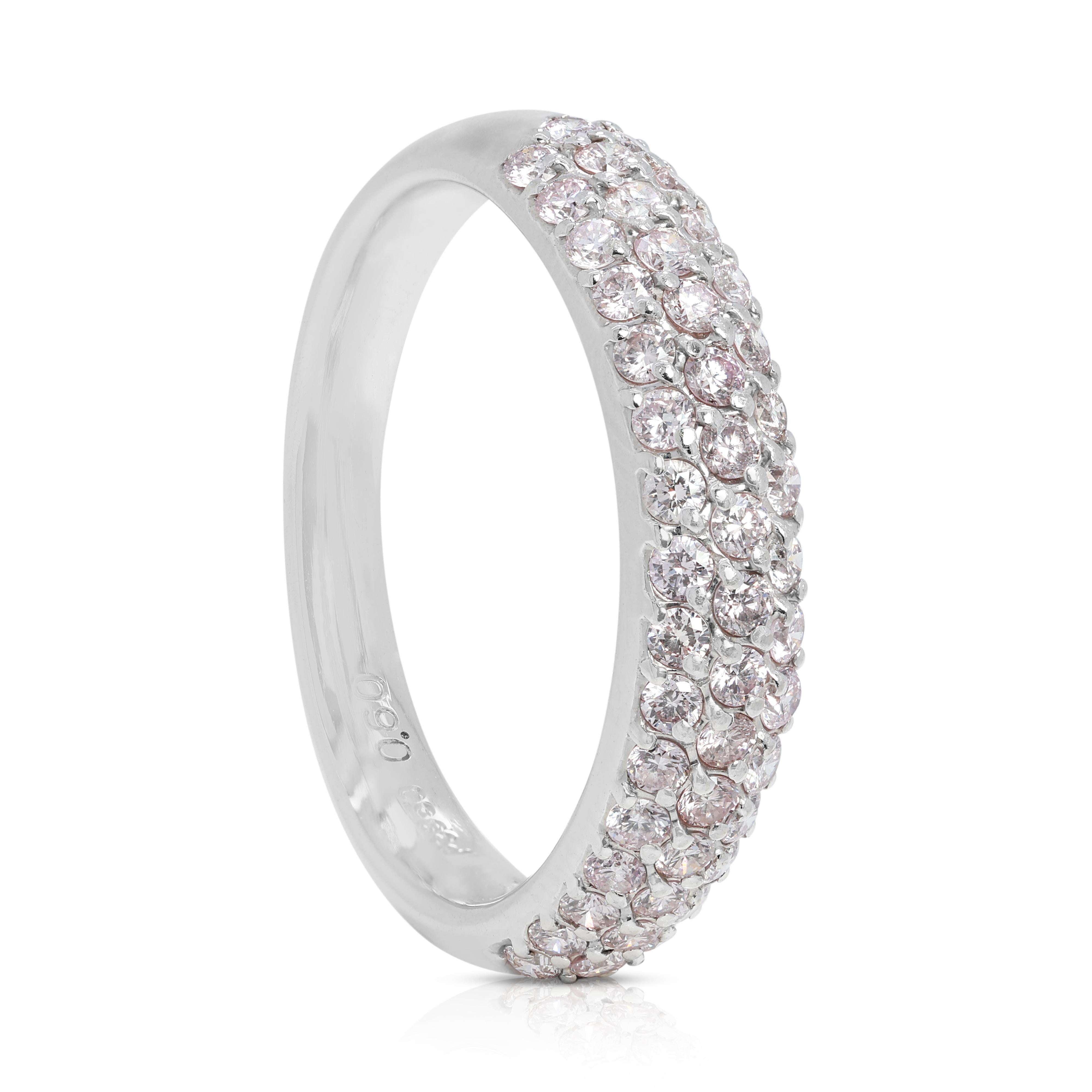 Luminoso anello in platino con diamanti naturali tondi e brillanti da 0,60 carati in vendita 1