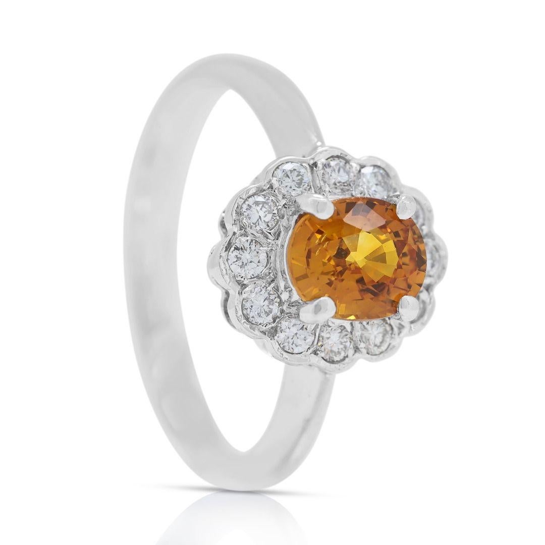 Luminous 0,66 Karat Saphir und Diamantring aus 18 Karat Weißgold im Zustand „Hervorragend“ im Angebot in רמת גן, IL