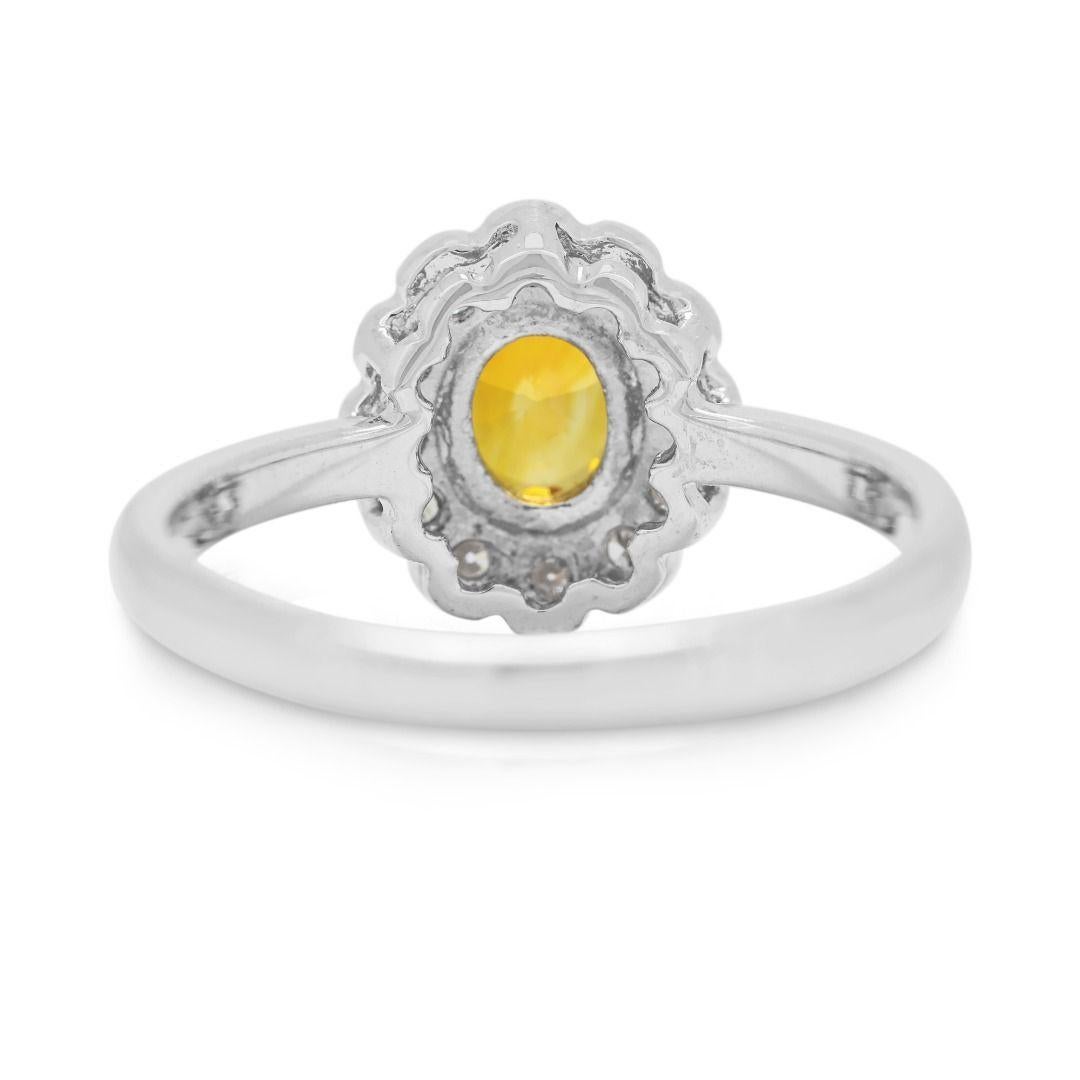 Luminous 0,66 Karat Saphir und Diamantring aus 18 Karat Weißgold im Angebot 3