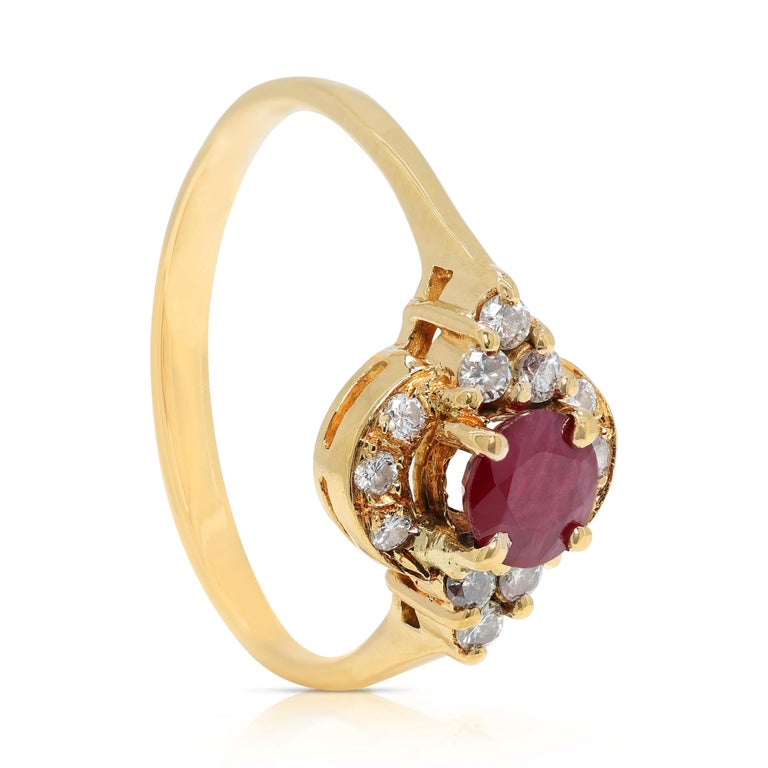 Bague Cocktail Or 18 Carats Avec Rubis Et Diamants - Taille 55, 4.04g, Rose, Occasion Magnifique