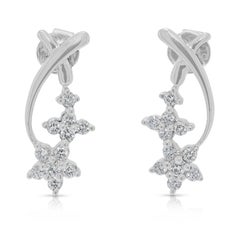 Luminous 0,70ct Diamond Flower Cluster Ohrringe & Anhänger Set in 18K Weißgold