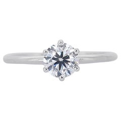 Luminous 0.71ct Triple Excellent Ideal Cut Diamonds Solitaire Ring - GIA