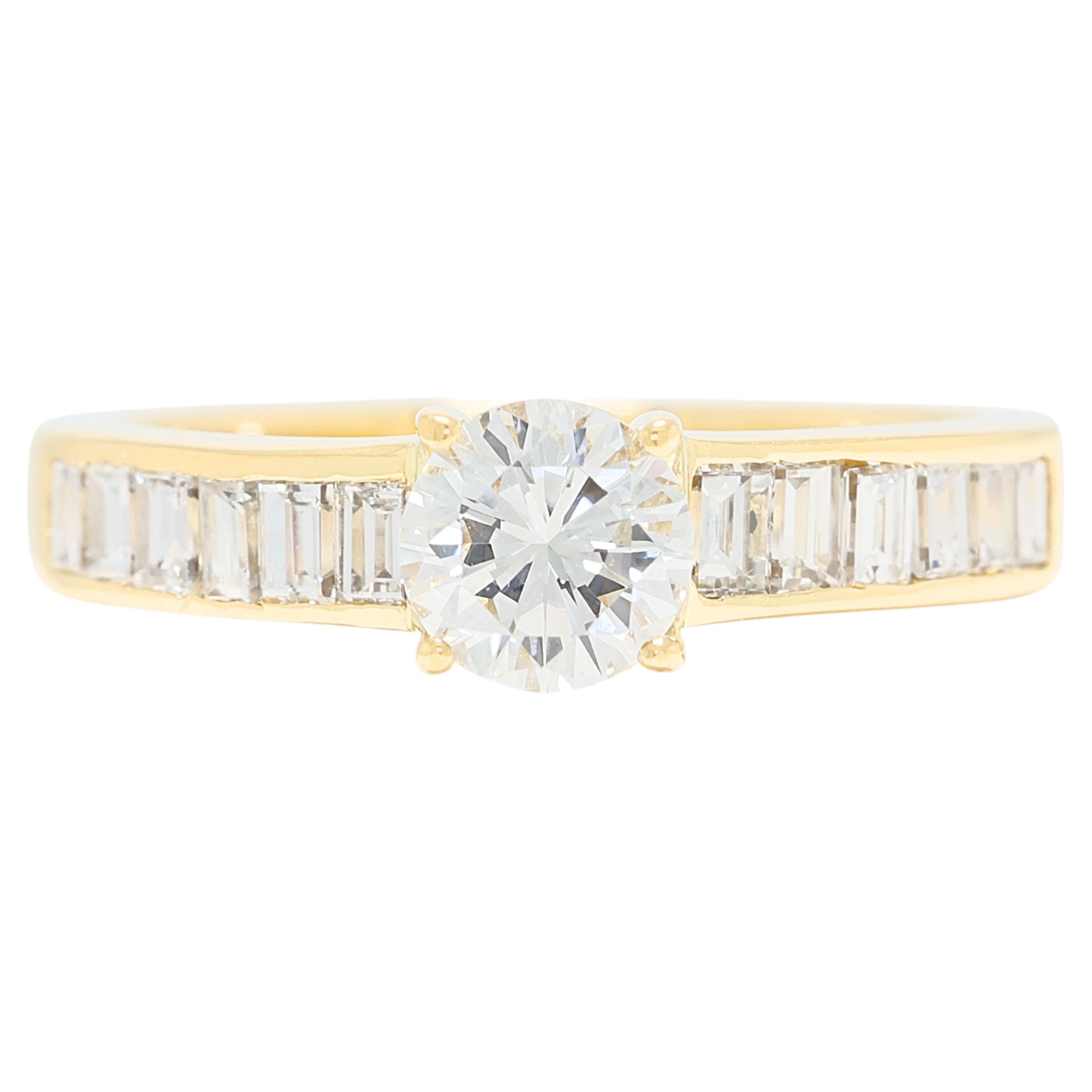 Luminous 0.81ct Natural Diamond Pave Ring in 18K Yellow Gold