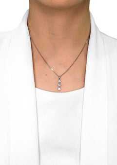 Luminous 0.85ct Triple Diamond Drop Necklace in 18k White Gold