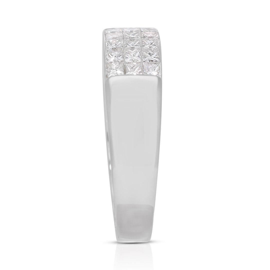 Women's Luminous 0.96ct Diamond Triple Half Eternity Ring in 18K White Gold with AIG For Sale