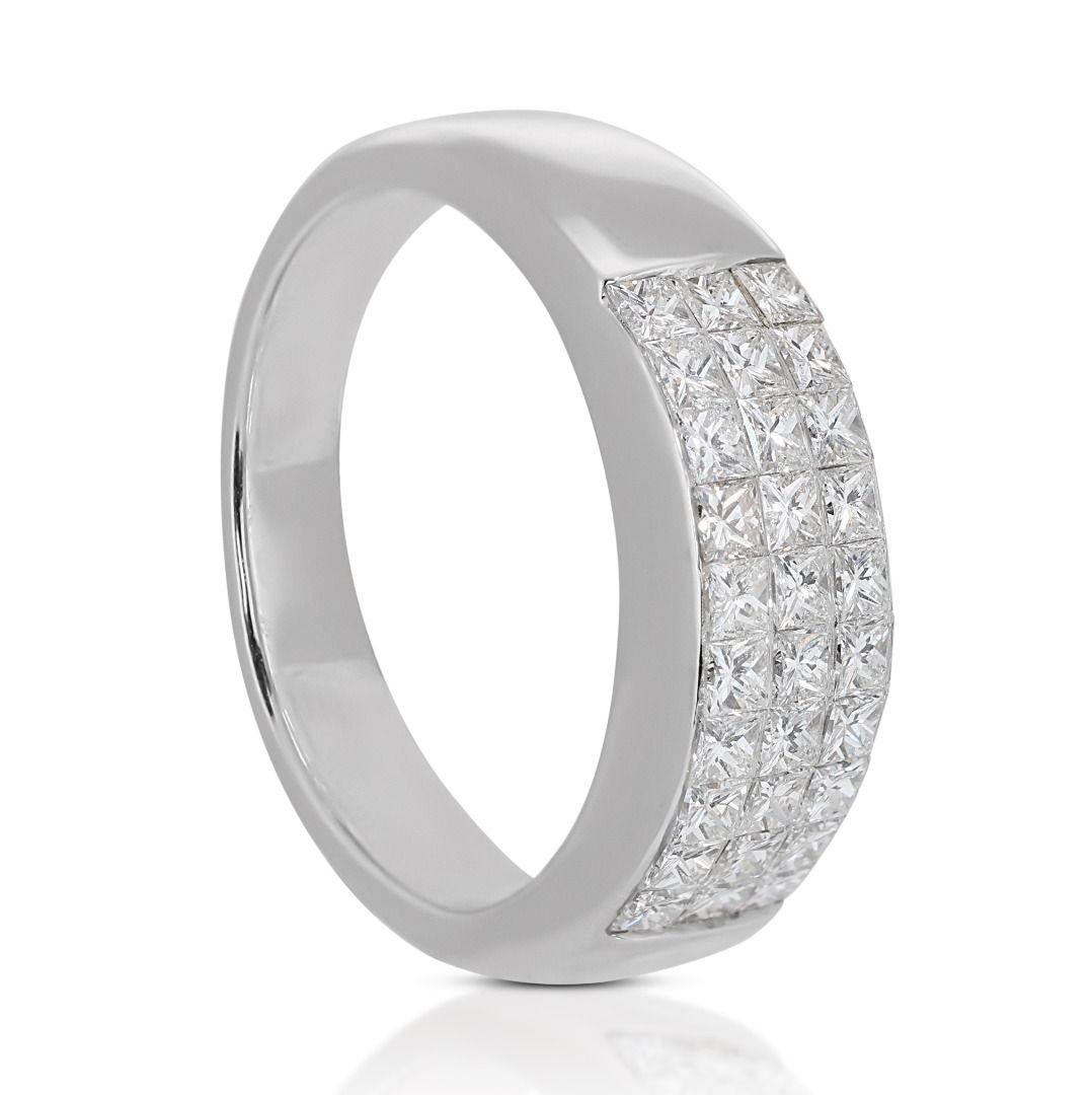Luminous 0.96ct Diamond Triple Half Eternity Ring in 18K White Gold with AIG For Sale 1