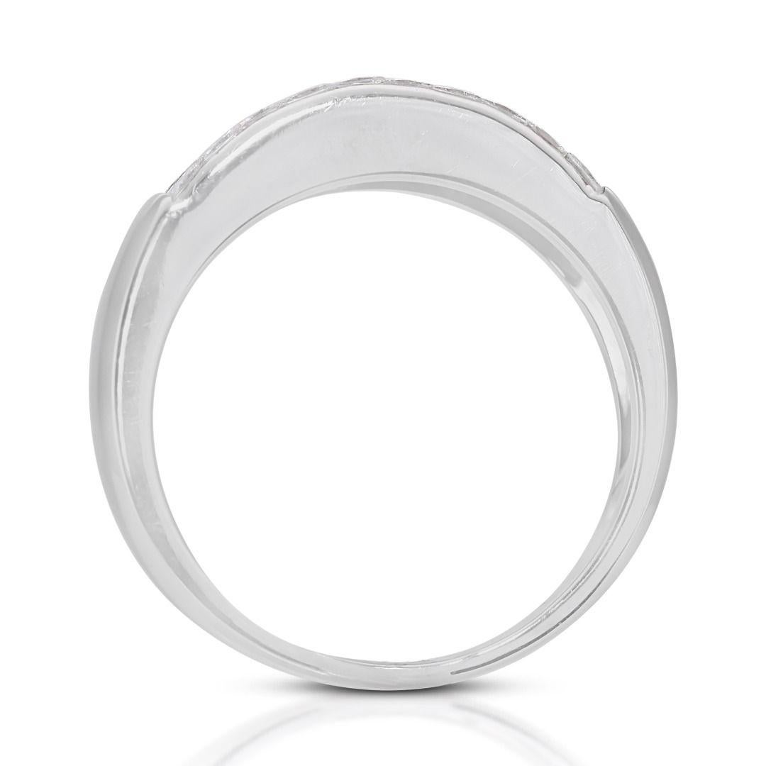 Luminous 0.96ct Diamond Triple Half Eternity Ring in 18K White Gold with AIG For Sale 2
