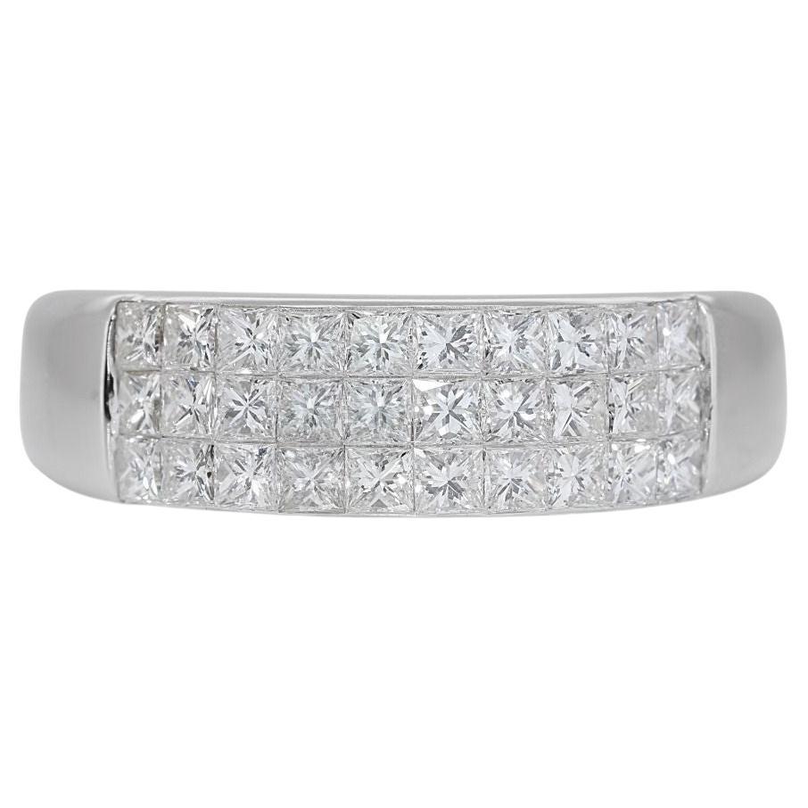 Luminous 0.96ct Diamond Triple Half Eternity Ring in 18K White Gold with AIG For Sale