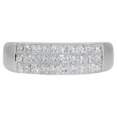 Luminous 0.96ct Diamond Triple Half Eternity Ring in 18K White Gold with AIG