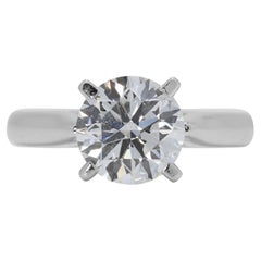 Luminous 1 carat & 72 points Diamond Solitaire Ring in 18K White Gold with GIA