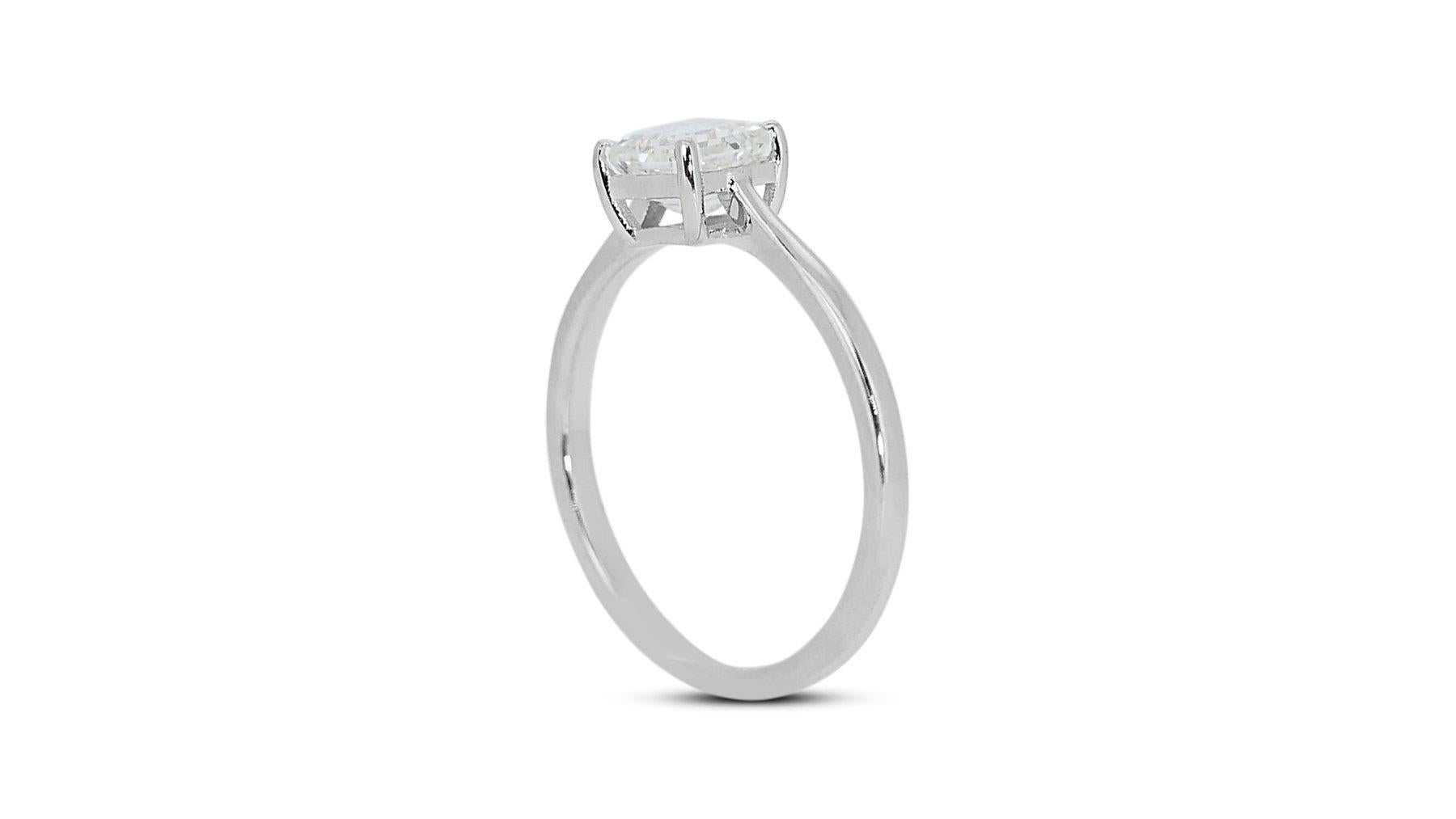 Square Cut Luminous 1.00ct Diamond Solitaire Ring in 18k White Gold - GIA Certified For Sale