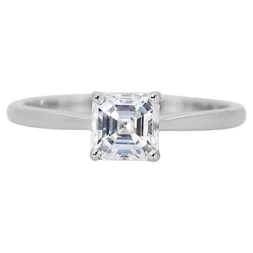 Luminous 1.00ct Diamond Solitaire Ring in 18k White Gold - GIA Certified For Sale