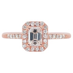 Anello aureola con diamanti Luminous 1.00ct in oro rosa 18k - Certificato GIA
