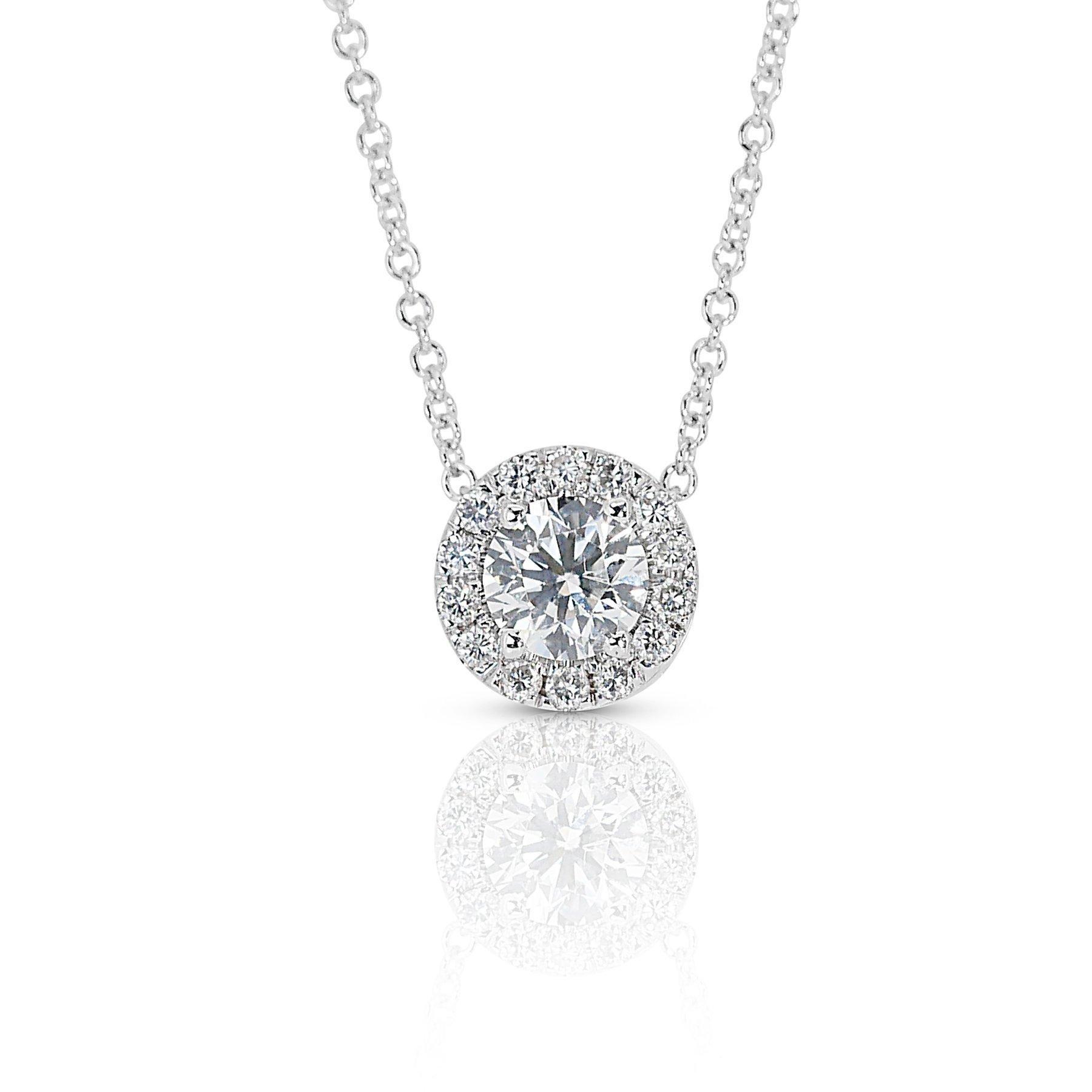 Luminous 1.15ct Triple Excellent Ideal Cut Diamonds Halo Necklace with Pendant 2