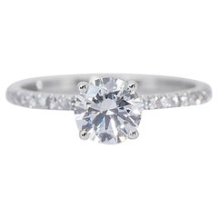 Luminous 1.16ct Diamond Pave Ring in  18k White Gold - GIA Certified