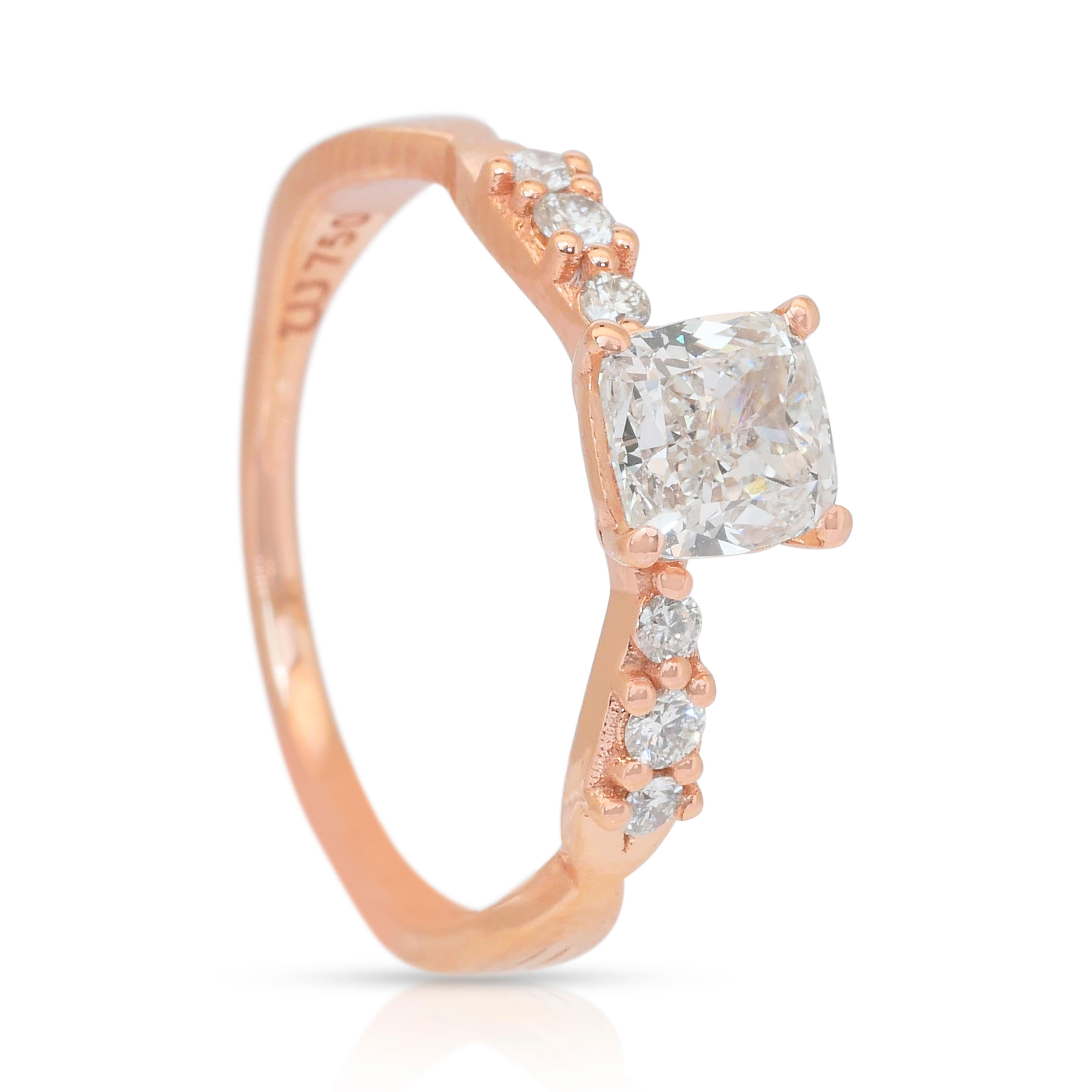 Anello Luminoso con pavé di diamanti da 1,16 carati in oro rosa 18k - Certificato IGI in vendita 3