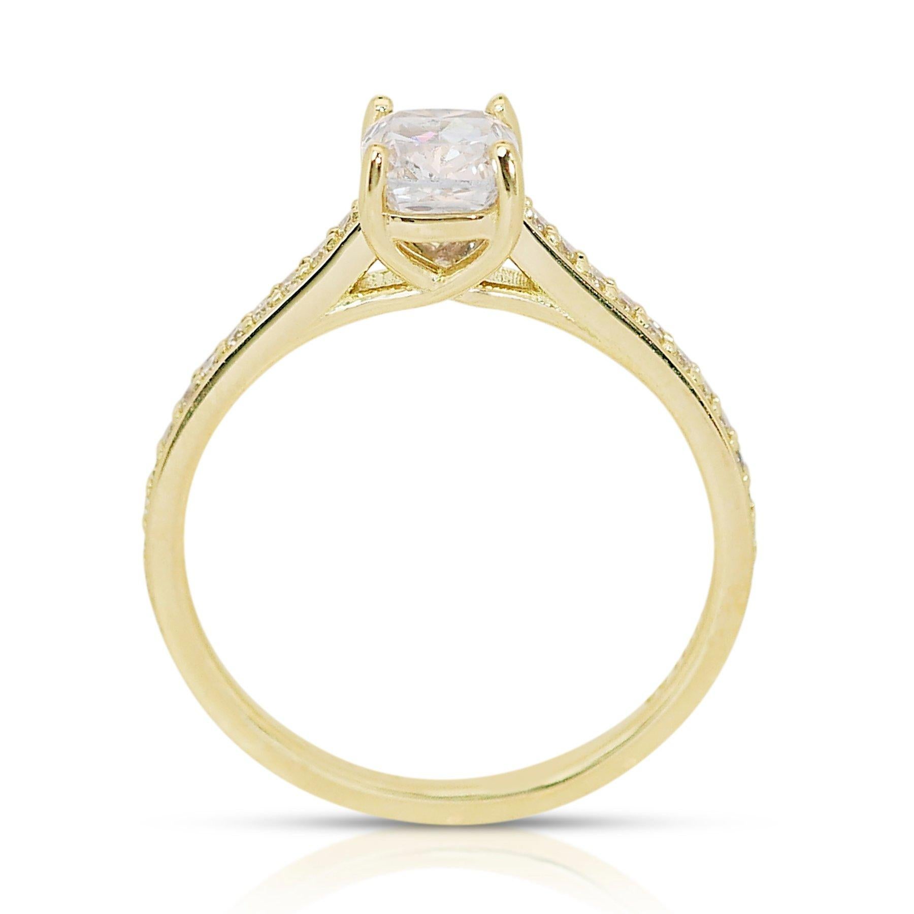 Luminous 1,17ct Diamant Pave Ring in 18k Gelbgold - GIA zertifiziert im Angebot 1