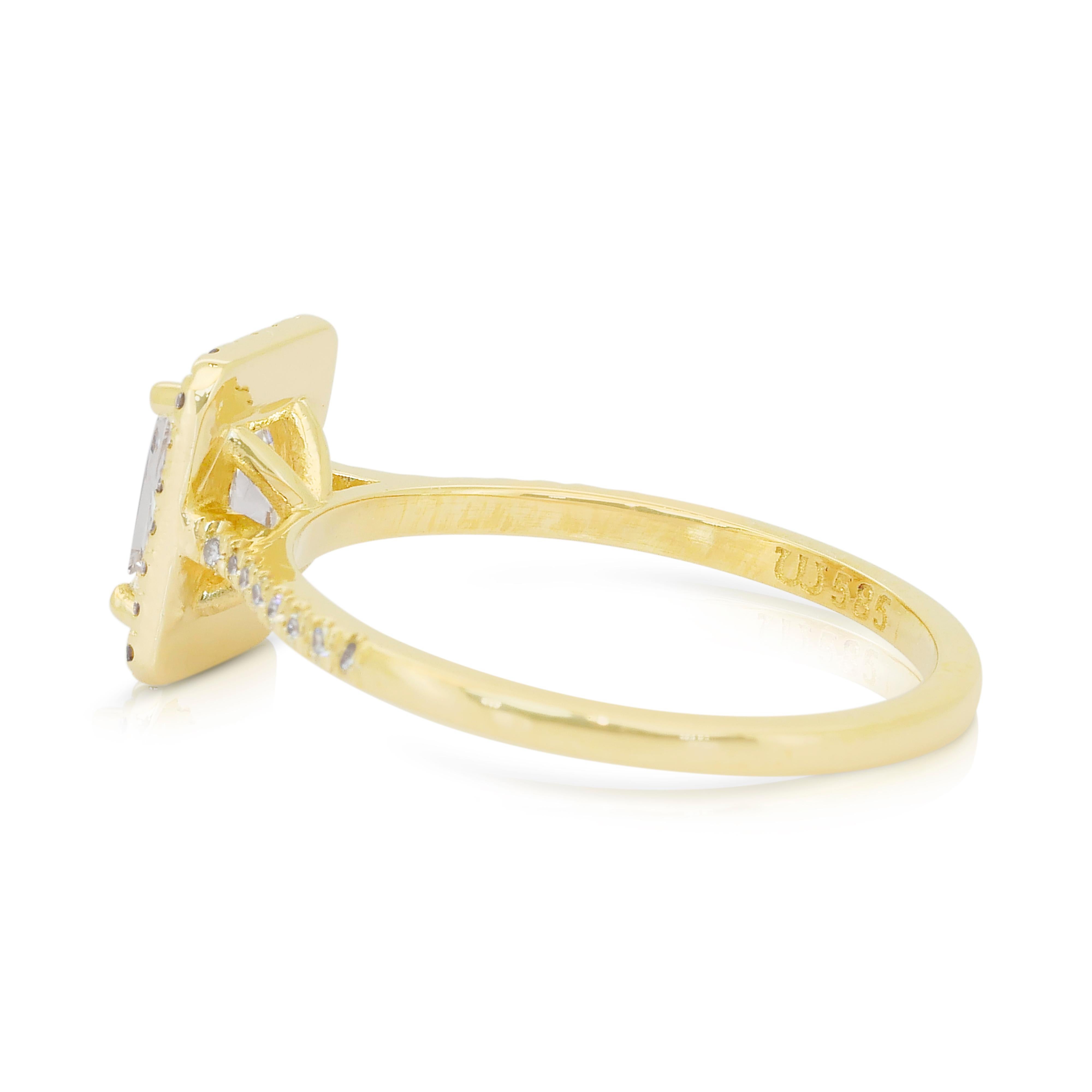 Luminous 1.22ct Diamonds Ring in 14k Yellow Gold - GIA Certified en vente 1