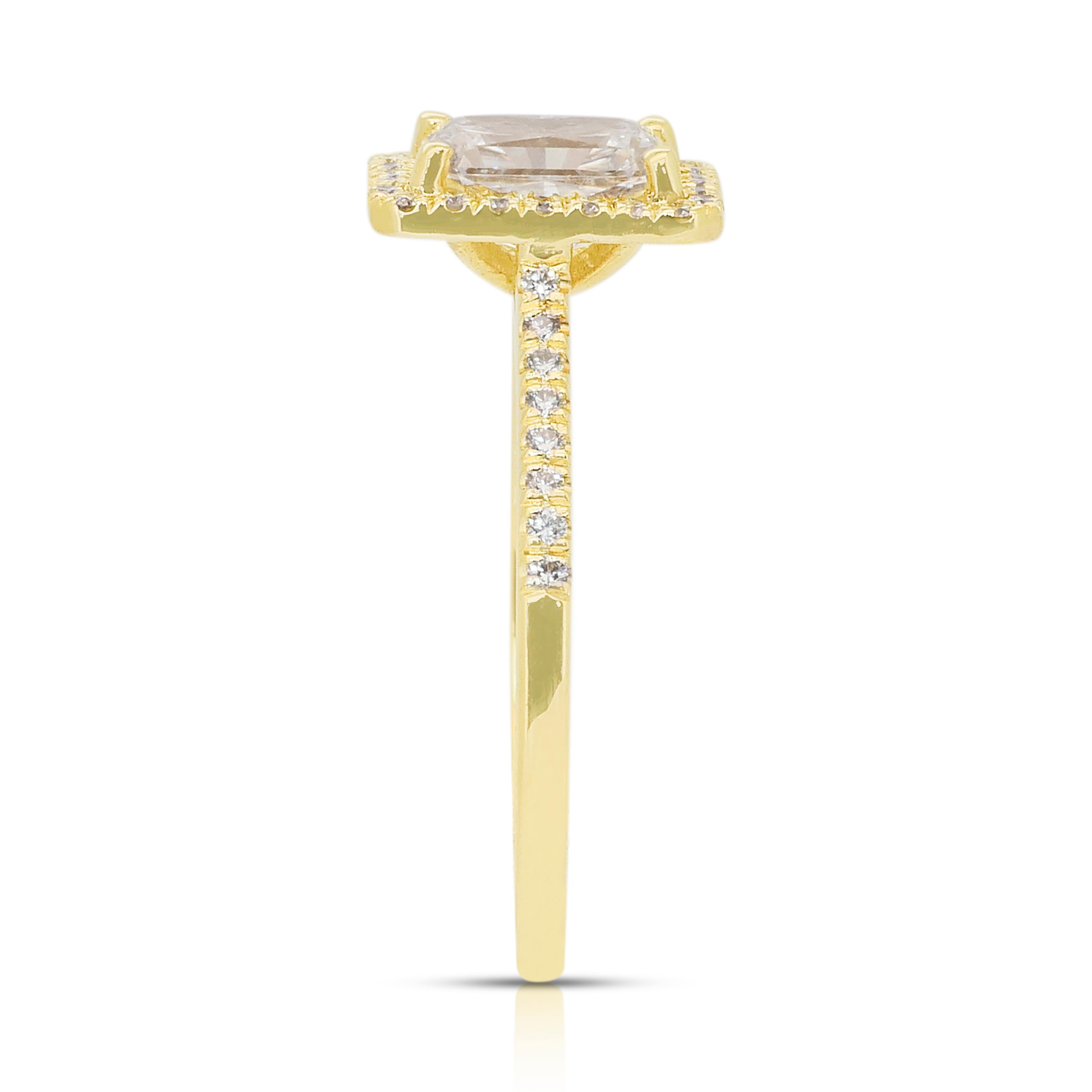 Luminous 1.22ct Diamonds Ring in 14k Yellow Gold - GIA Certified en vente 2
