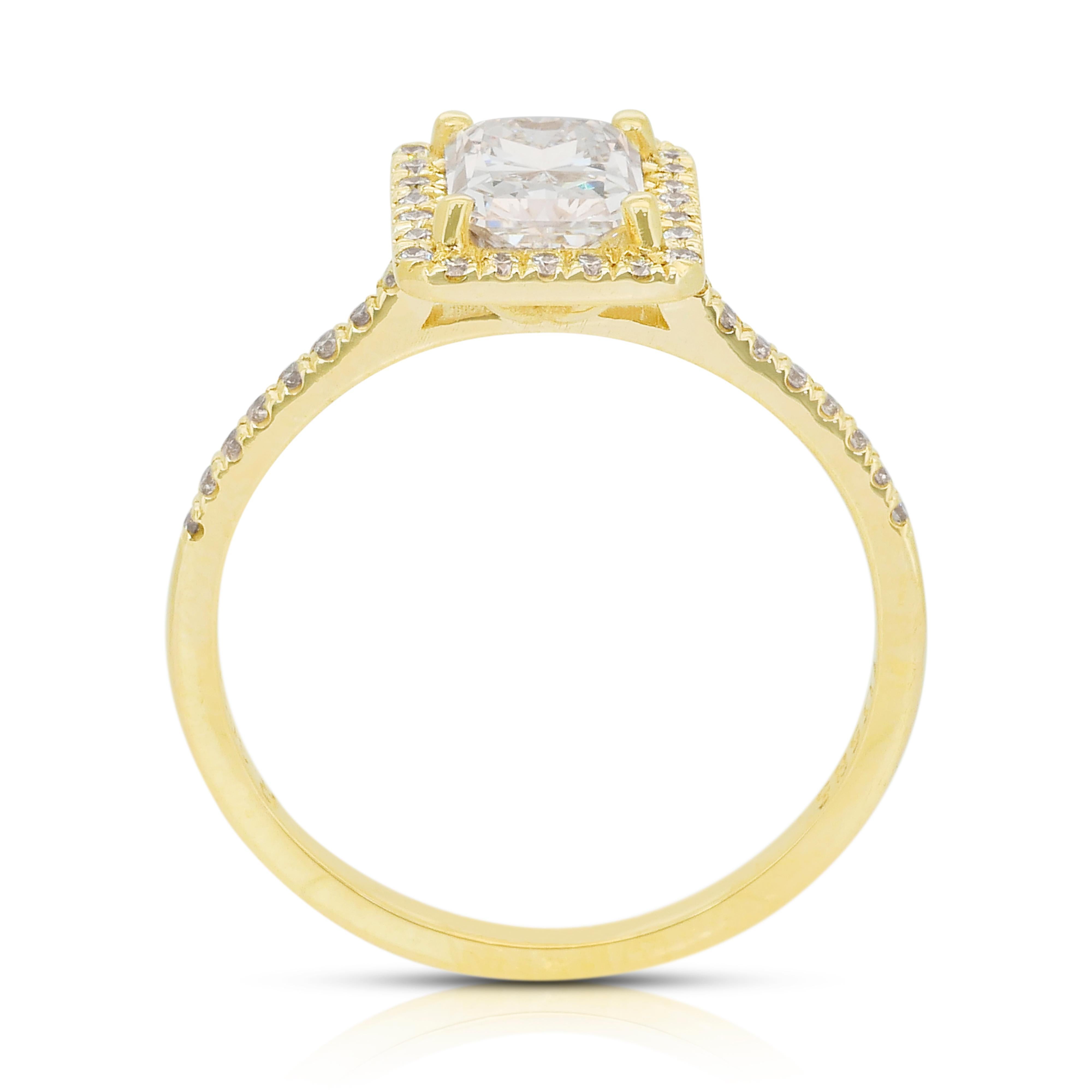 Luminous 1.22ct Diamonds Ring in 14k Yellow Gold - GIA Certified en vente 4