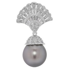 Luminous 12.68mm South Sea Pearl & 0.38ct Diamond Pendant in 18K White Gold