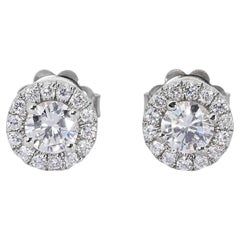 Luminous 1.26ct Diamonds Stud Earrings in 18k White Gold - GIA Certified