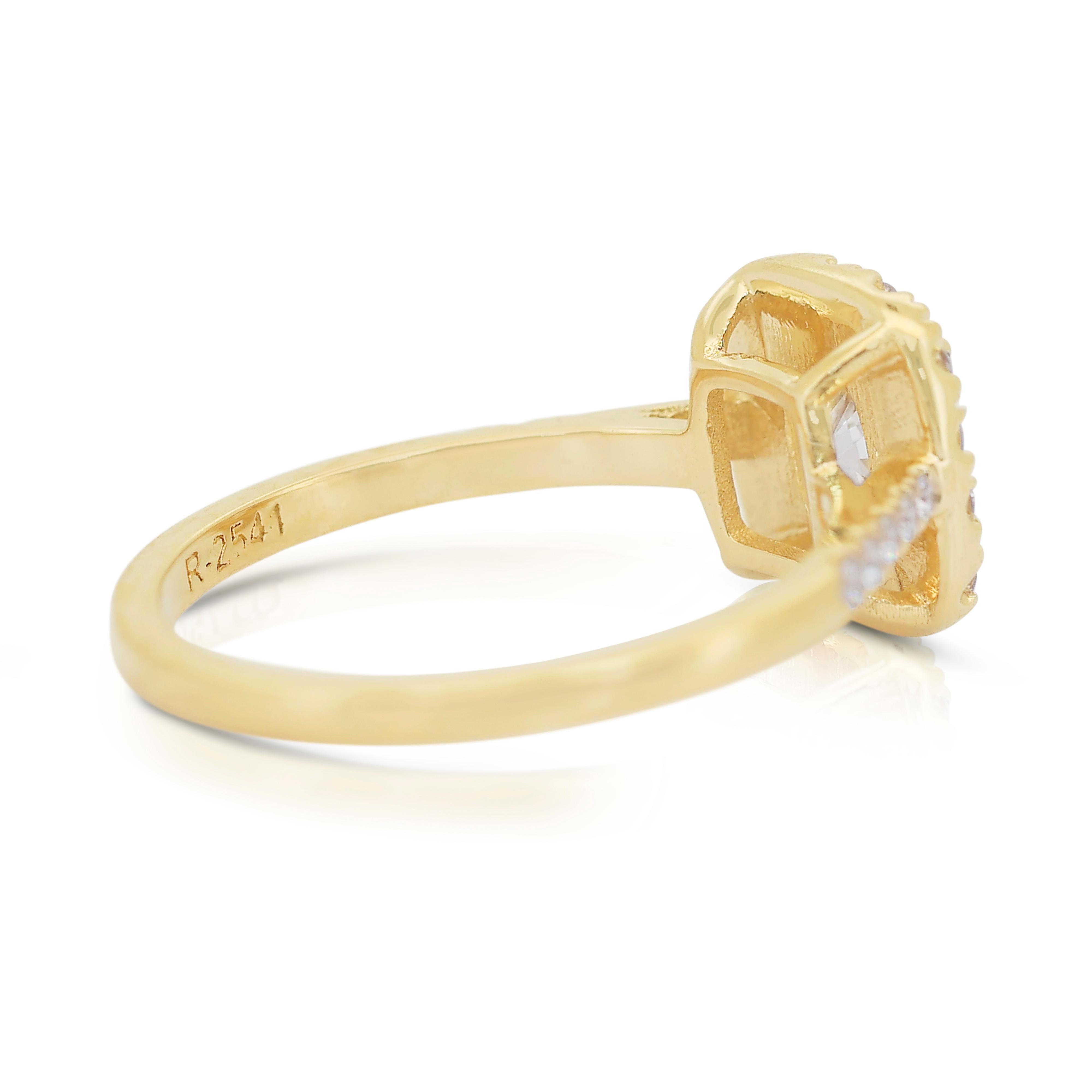 Cushion Cut Luminous 1.28ct Diamonds Halo Ring in 18k Yellow Gold - IGI Certified