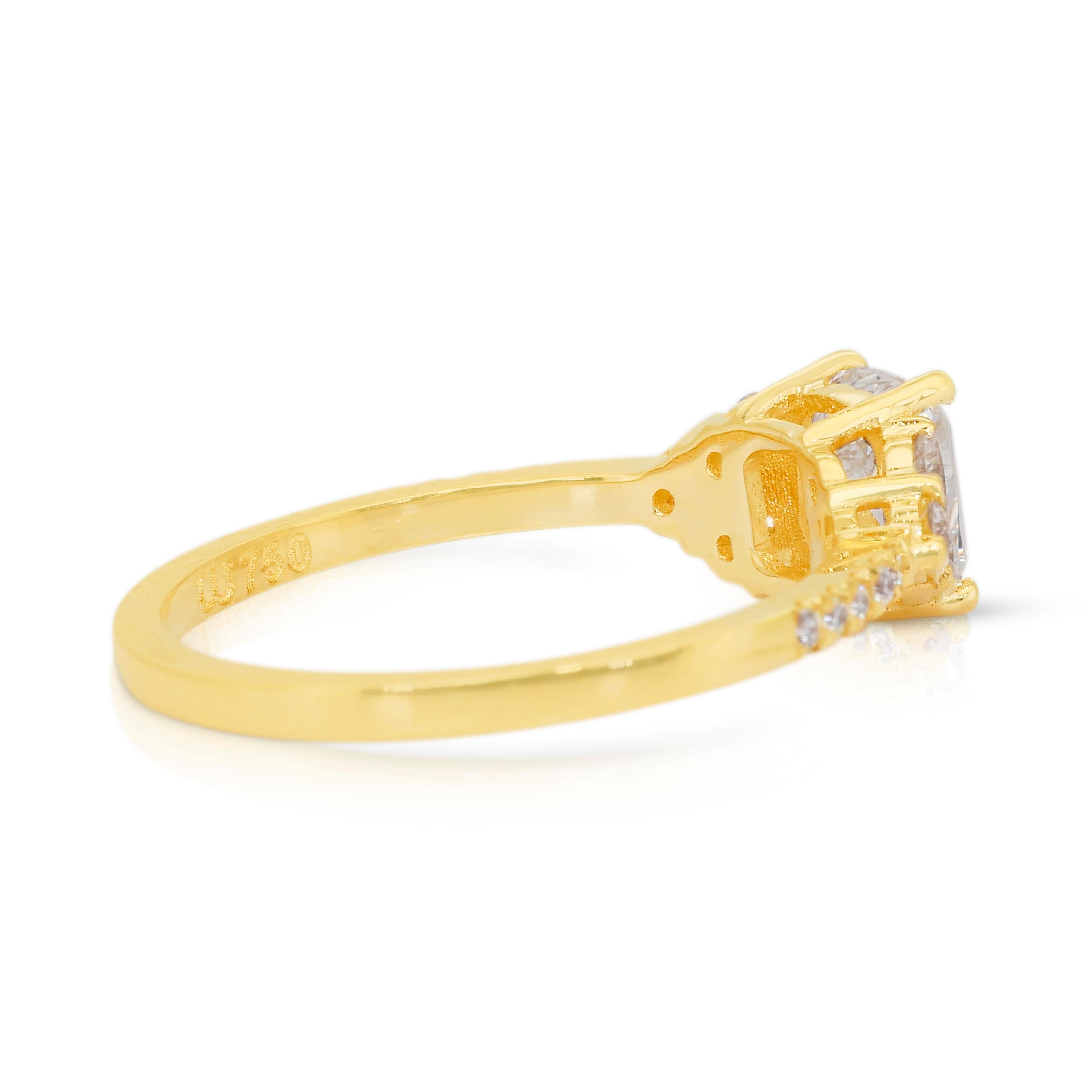 Anello con pavé di diamanti Luminous 1,31ct in oro giallo 18k - Certificato IGI In condizioni Nuovo in vendita a רמת גן, IL