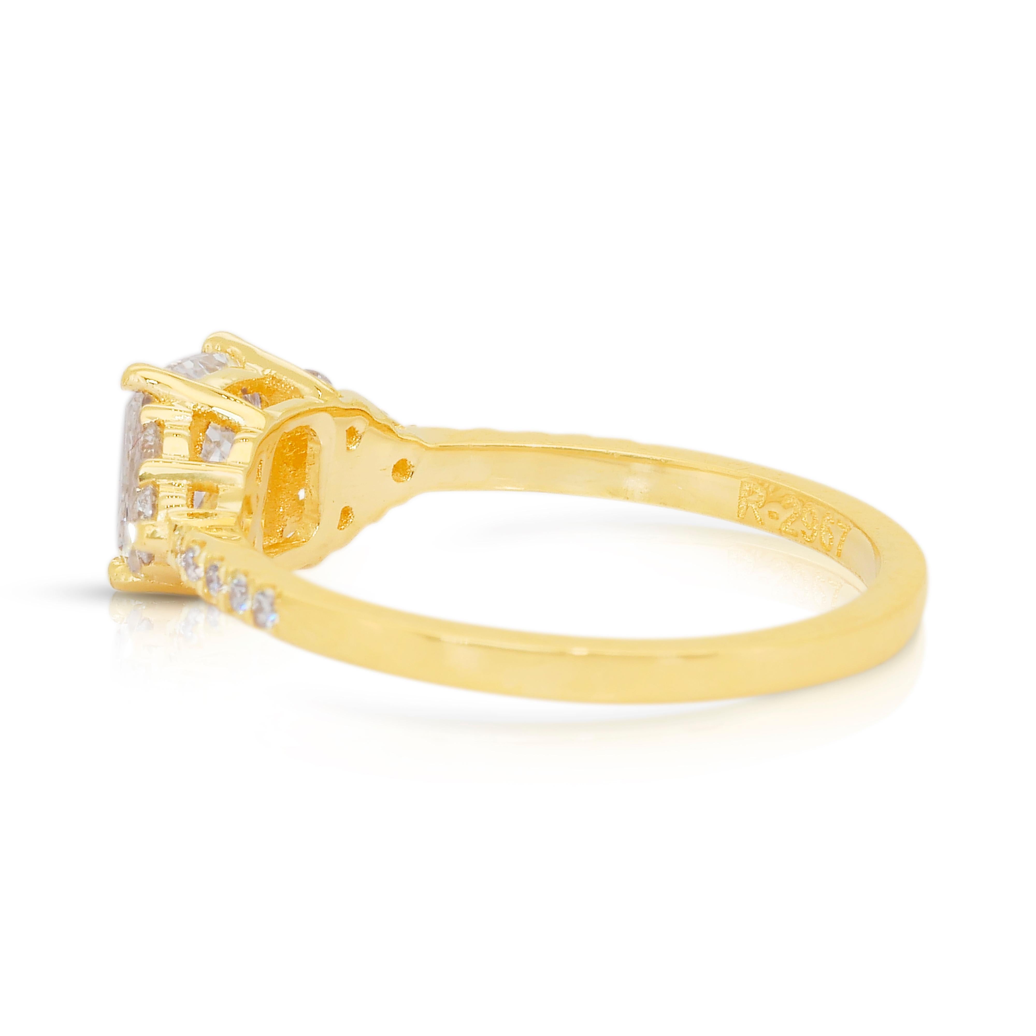 Anello con pavé di diamanti Luminous 1,31ct in oro giallo 18k - Certificato IGI in vendita 1