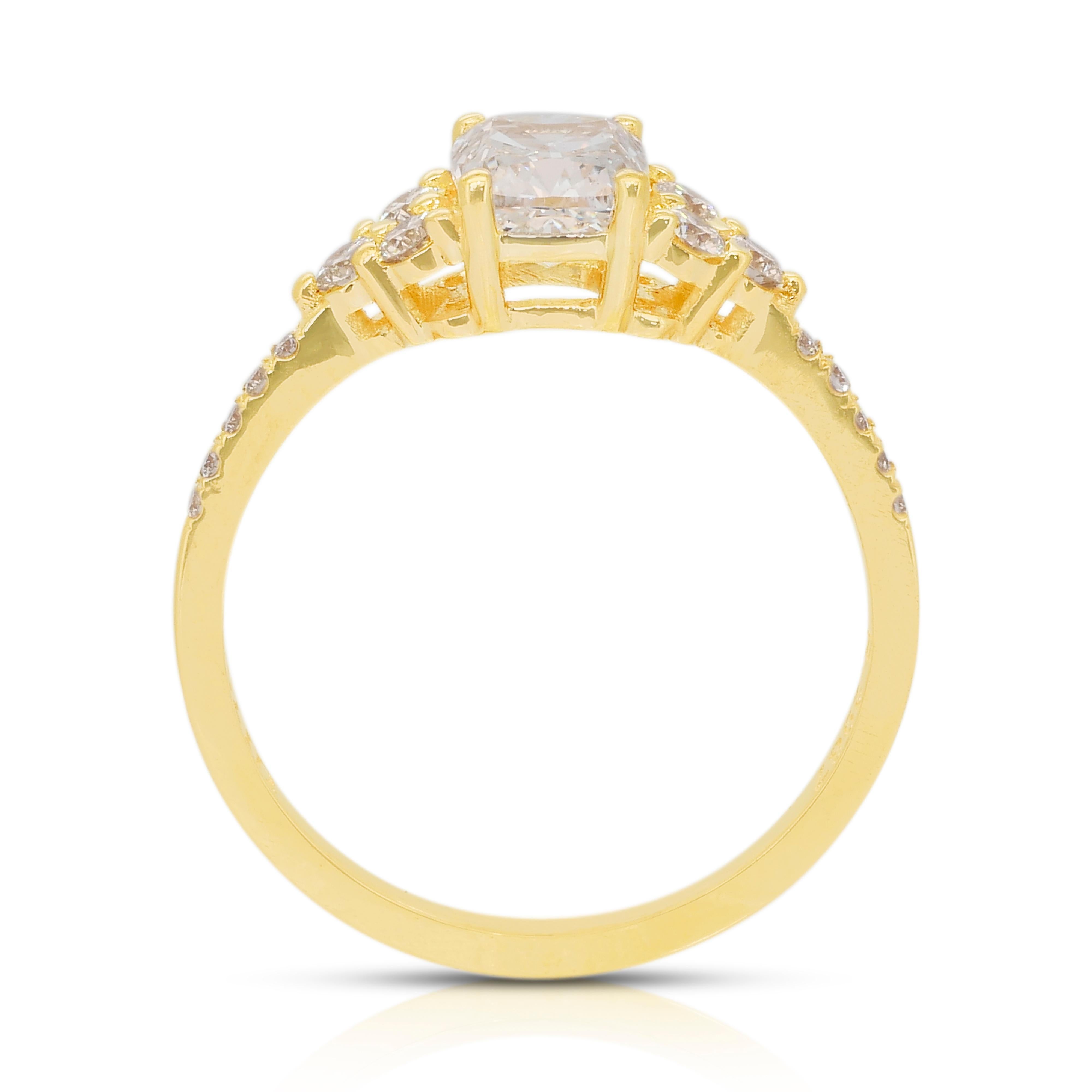 Anello con pavé di diamanti Luminous 1,31ct in oro giallo 18k - Certificato IGI in vendita 4