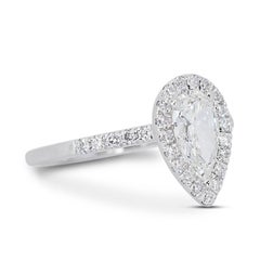 Luminous 1.32ct Double Excellent Ideal Cut Diamonds Halo Ring in 18k White Gold