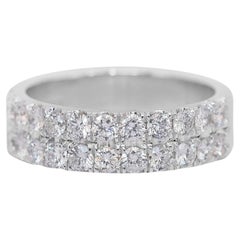 Bague jonc lumineuse en or blanc 18 carats avec diamants 1,35 carat certifiée GCI