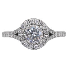 Luminous 1.35ct Diamonds Halo Ring in 18k White Gold - IGI Certified